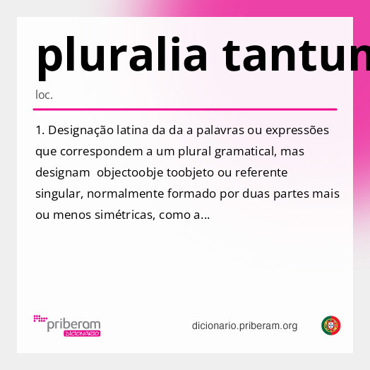 Significado de pluralia tantum